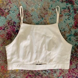 white zip up crop top